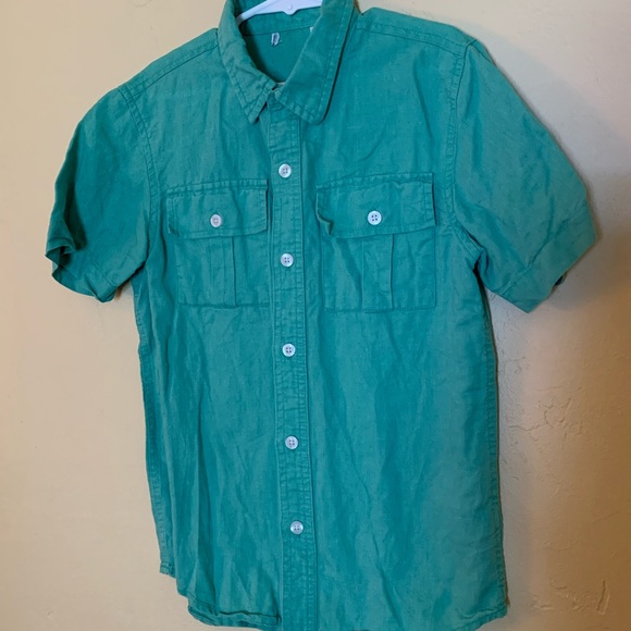 Old Navy Green Linen button down shirt - Picture 1 of 5